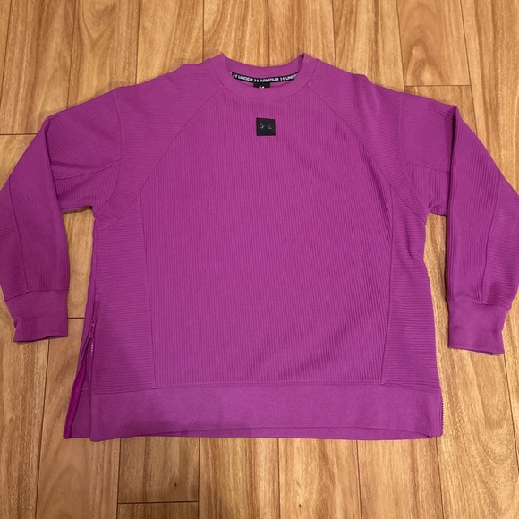 Under Armour Tops - NWOT Under Armour Magenta Ottoman Fleece Crew Side Zip, Very Loose Fit msrp $100